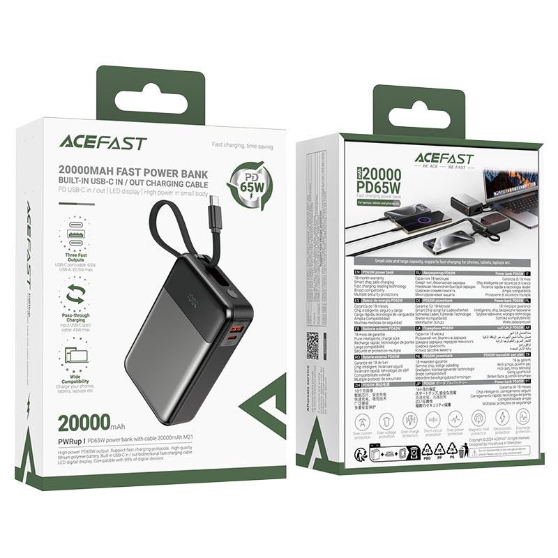 M21-20000 PD 65W Power Bank With Cable